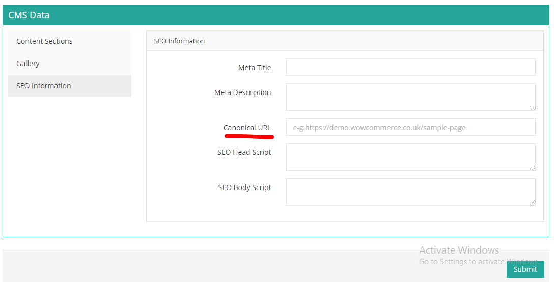 Add your canonical URL Add canonical URL
