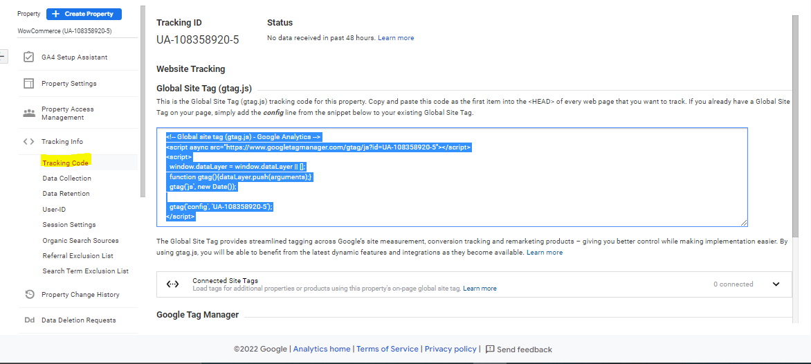 add google analytics code